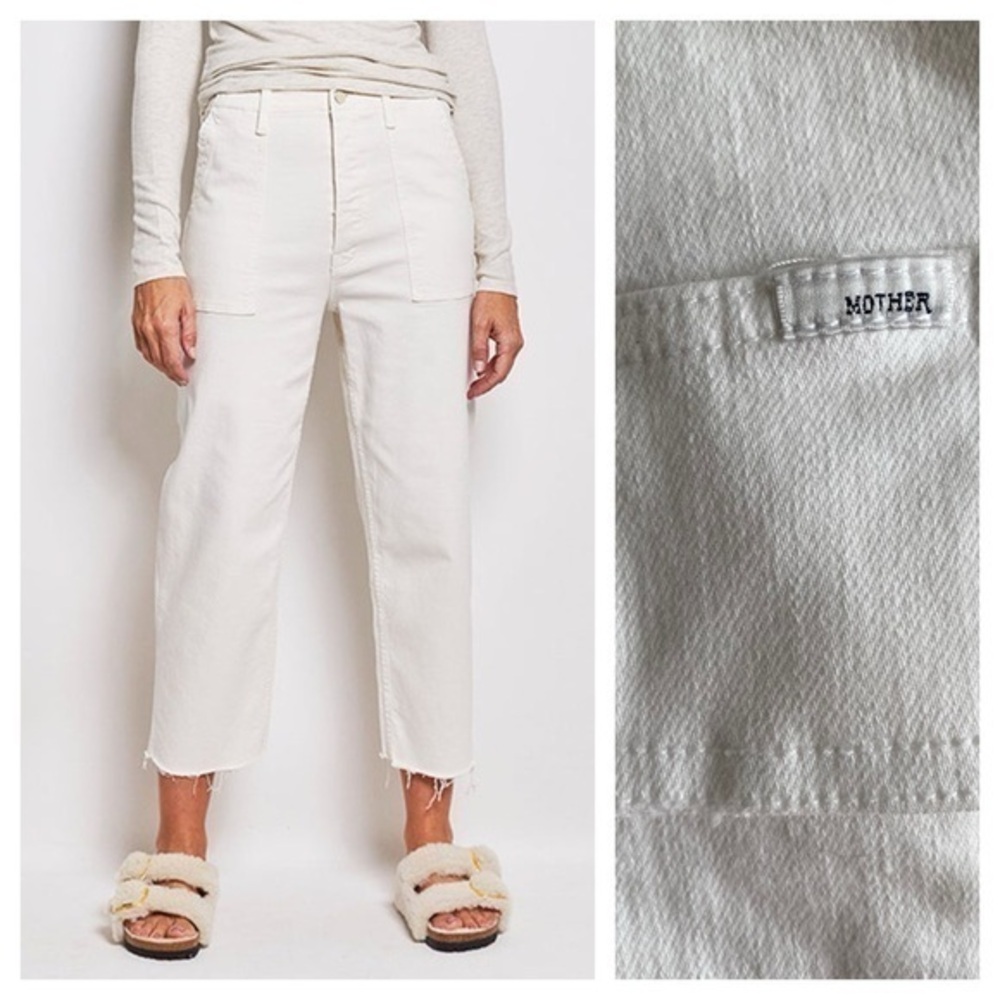 MOTHER White The Patch Pocket Private Ankle Fray Jeans 32